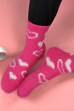 Strawberry Pink Heart Shape Print Coral Fleece Thick Crew Socks