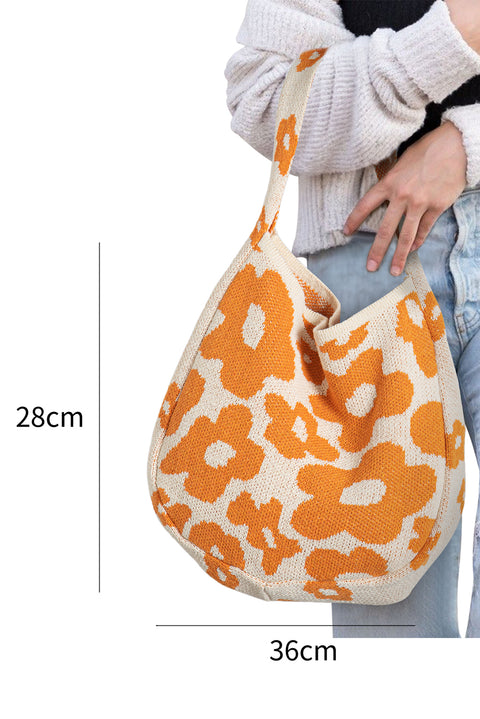 Mustard Flower Knitted Large Single Shoulder Bag