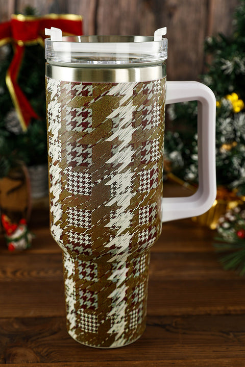 Fiery Red Houndstooth Pattern Stainless Steel Tumbler 40oz