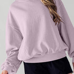 Orchid Petal Exposed Seam Batwing Sleeve Drop Shoulder Sweatshirt