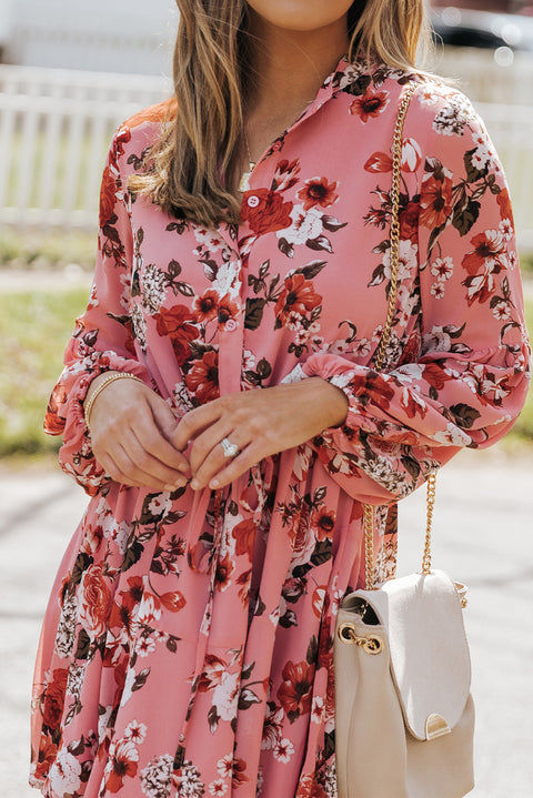 Vestido fluido con cordón y estampado floral vintage 