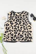 Black Leopard Print Sherpa Vest Coat