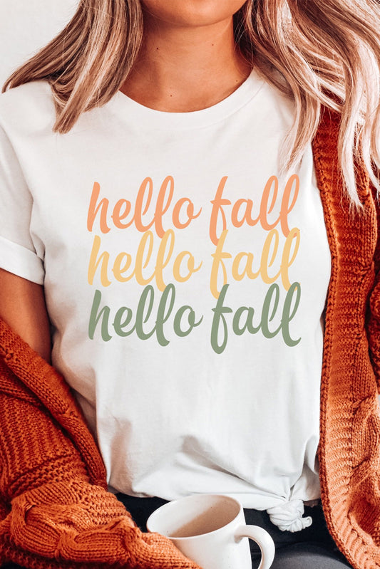 Camiseta casual con gráfico digital Hello Fall