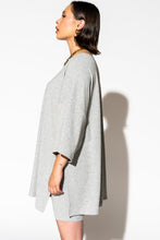 Light Grey Solid Color Loose Tunic Top and Slim Shorts Set