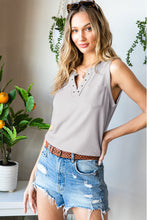 Notched Neck Eyelet Thermal Knit Tank