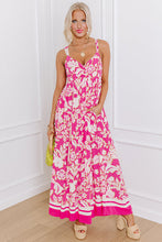 Rose Floral V Neck Crisscross Backless Maxi Dress