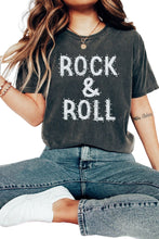 Black ROCK & ROLL Mineral Wash Crewneck T Shirt