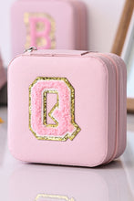 Pink Q Chenille Patch Jewelry Box with Mirror