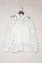 Crochet Lace Hollow-out Turn-down Collar Shirt