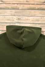 Moss Green Fleece Lined Half Zipper Kangaroo Pockets Loose Hoodie