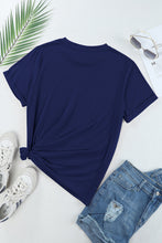 Blue Diverse Bowknot Print Independent Day Graphic Tee