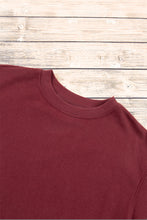 Burgundy Plain Drop Shoulder Crewneck Pullover Sweatshirt