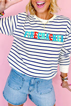 Blue Stripe Chenille FIRECRACKER Embroidered Sweatshirt