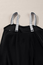 Black Striped Patchwork Side Drawstring Bottoms Tankini Set