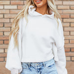 White Sherpa Fleece Drop Shoulder Hoodie