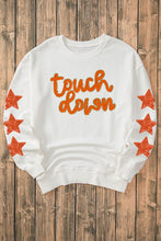 Beige Glittering Touch Down Patched Pattern Star Sleeve Sweatshirt