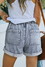 Pocketed Drawstring High Waist Denim Shorts