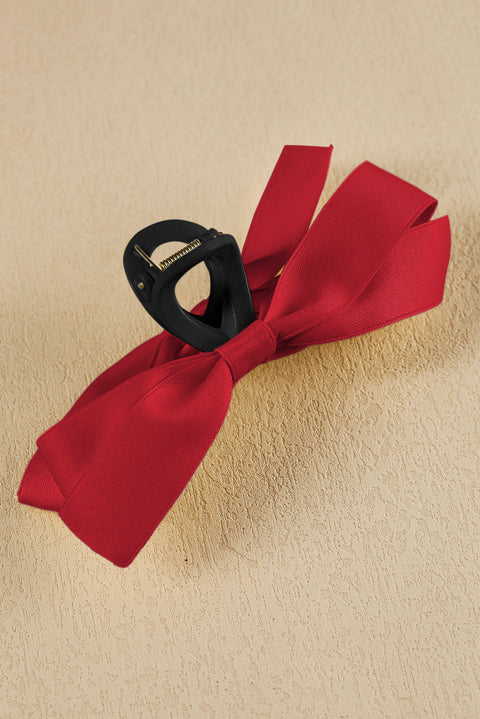 Fiery Red Bow Decor Large Hair Claw Clip