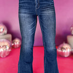 Dirty blue Plus Size High Waist Side Slits Flare Jeans