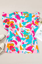 Multicolour Abstract Print Ruffled Sleeve Plus Size Blouse