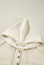 Apricot Textured Buttoned Neckline Side Pockets Hoodie