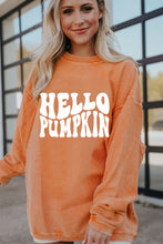 Sudadera con cordón y estampado de letras HELLO PUMPKIN naranja