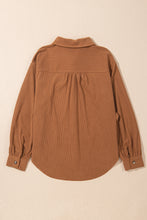 Cinnamon Corduroy Flap Pocket Button Up Round Hem Shacket