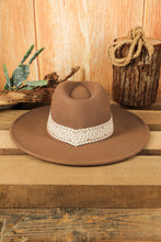 Brown Aztec Embroidery Retro  Flat Fedora Hat