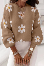 Pink Floral Pattern Drop Shoulder Sweater