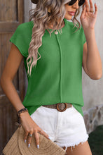 Dark Green Cap Sleeve Round Neck Knit Short Sleeve Sweater