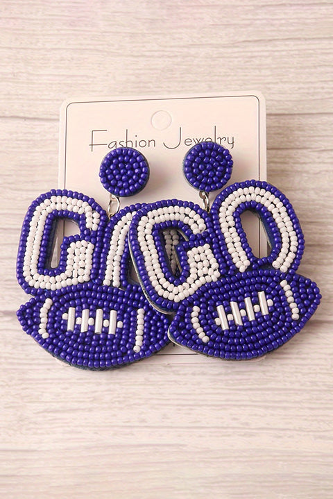 Bluing Beaded Go Football Earrings