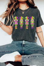 Black Mardi Gras Sequin Graphic Drop Shoulder Crew Neck T Shirt