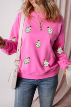 Bonbon Christmas Tree Patch Pattern Crew Neck Sweatshirt