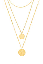 Gold Multi Layer Disc Pendant Alloy Necklace