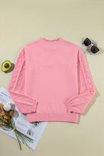 Peach Blossom Flower Detail Knitted Notched Neck Sweater