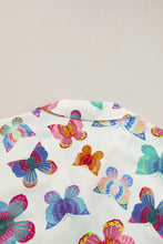 Multicolour Butterfly Pattern Short Sleeve Shirt Pajamas Set
