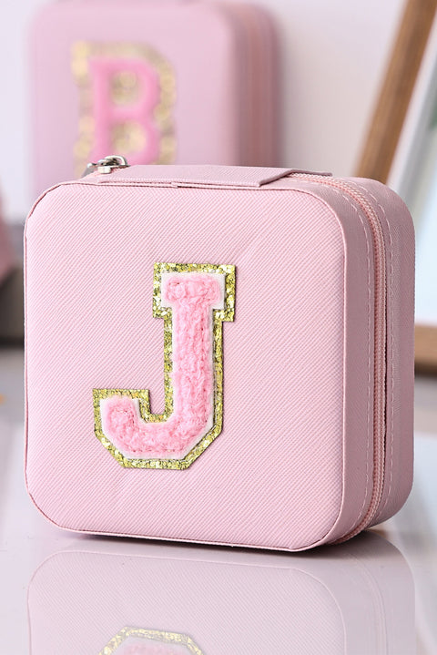 Pink Portable Initial J Jewelry Box