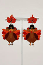 Racing Red Thanksgiving Turkey Leaf Pattern Dangle Earrings