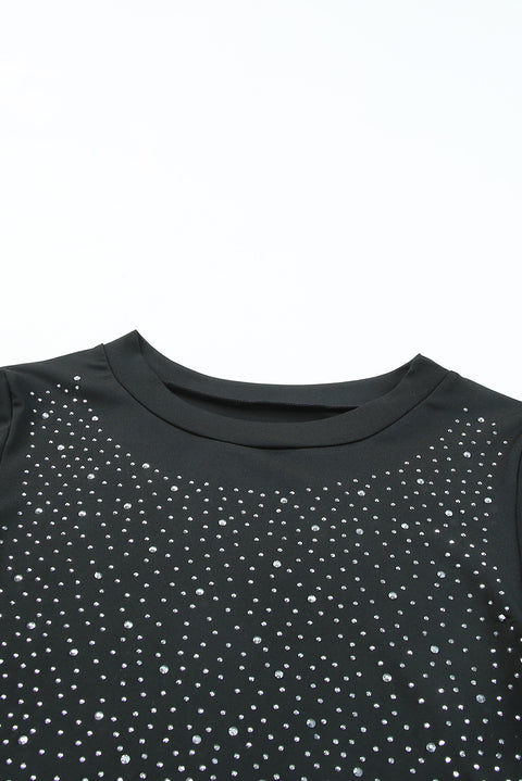 Rhinestone O-neck Long Sleeve Bodysuit