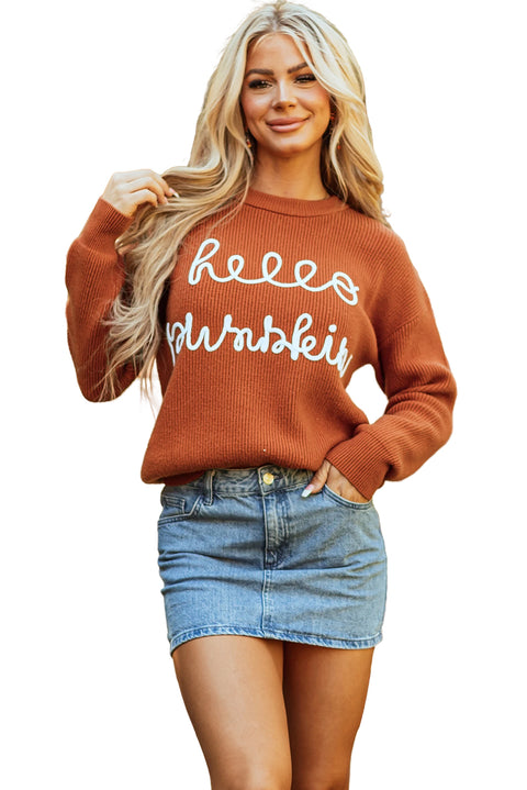 Flamingo Hello Pumpkin Graphic Sweater