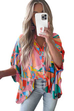 Multicolor Geometric Abstract Print Long Sleeve Shirt Dress