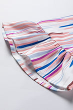 White Multicolor Striped Splash Half Sleeve Blouse