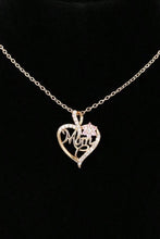 Gold Mom Rhinestone Flower Hollow-out Heart Necklace