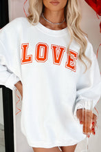 White LOVE Printed Crewneck Valentines Pullover Sweatshirt