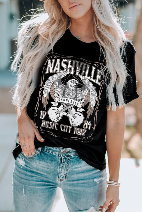 Camiseta con estampado gráfico de Music City vintage