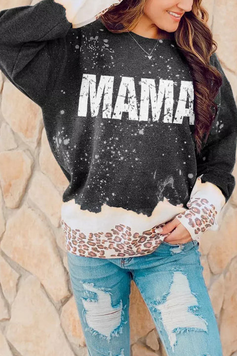 Snowy Christmas Graphic Leopard Bleached Sweatshirt