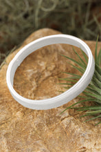 White Stretchy Plated Metal Wide Bangle