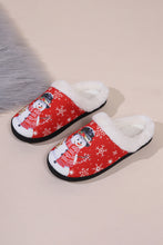 Fiery Red Christmas Snowman Print Plush Home Slippers