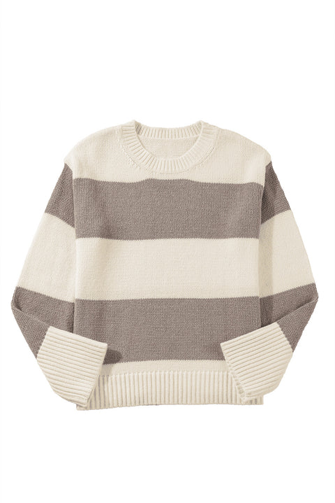 Simply Taupe Colorblock Loose Pullover Sweater