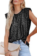 Sequin Round Neck Tank Top